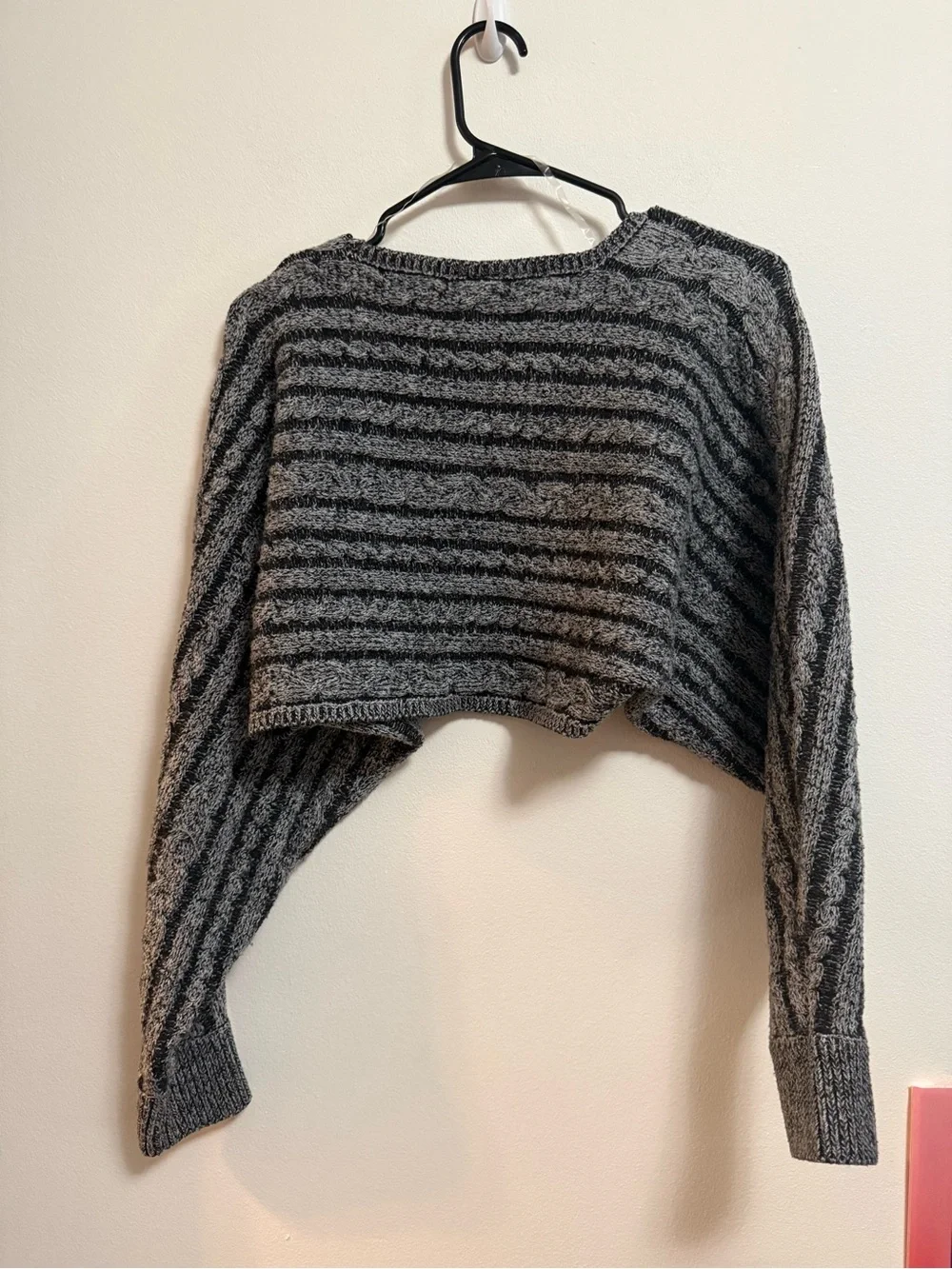 wild fable Black and Gray Striped Open Cardigan